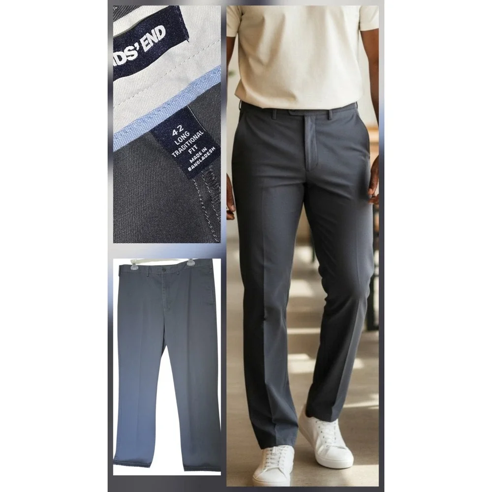 Lands End 2 Long‎ Traditional Fit  Mens 40x34 Pants Long Utility Work Dress